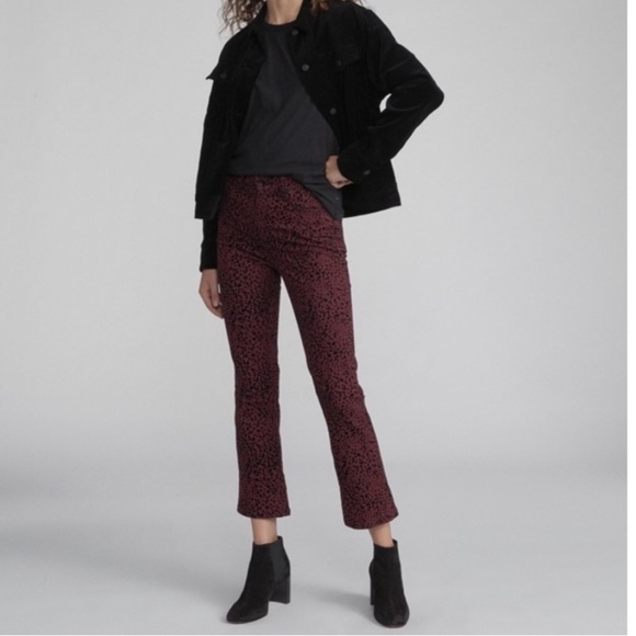 RAG & BONE Hana Cheetah Bootcut Jeans in Burgundy size 28 - Picture 1 of 11